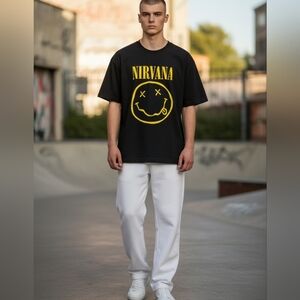 Nirvana Smiley Face Black Tee Shirt